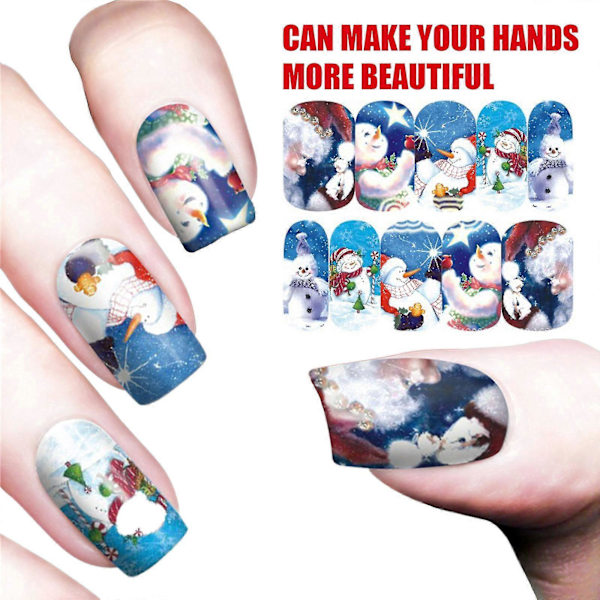 Jul Snöflinga Nagelstickers Inkluderar Snögubbe Älg Set Stickers