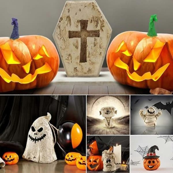 Halloween Spøgelse Græskar Figurer Rustikke Lysende Resin Spøgelser, 100% Nye