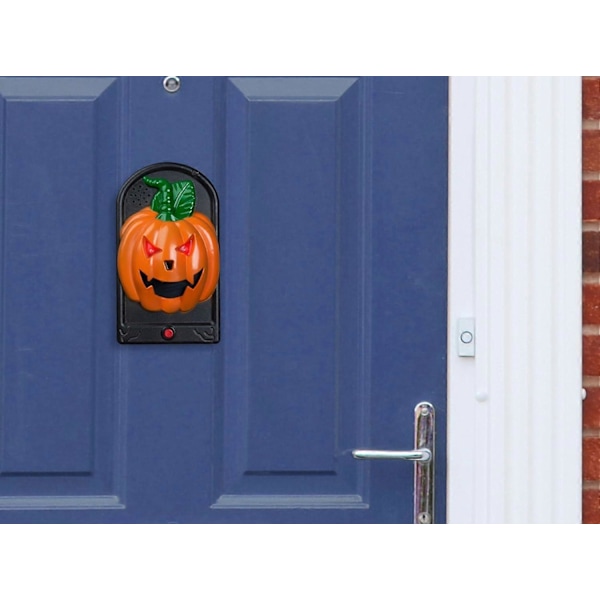 Halloween-ovikello pelottavalla yllätyksellä, Halloween-ovikellokoriste valaiseva kurpitsa-ovikello, sisä- ja ulkokoriste