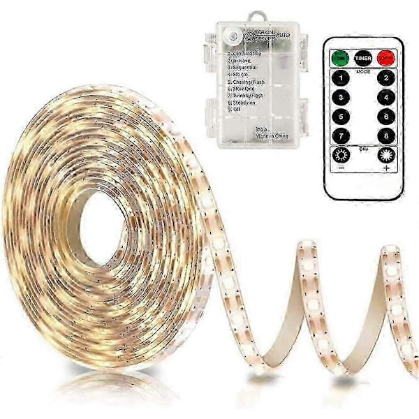 3m Batteridrivna LED-slingor med Fjärrkontroll, 90 LED-lampor Vattentäta, 8 Lägen, Dimbar, Timer, Självhäftande