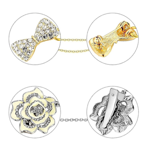 5-pack Tröja Sjal Clips Set Retro Kofta Krage Clips Antika Blommor Klänningar Sjal För Kvinnor
