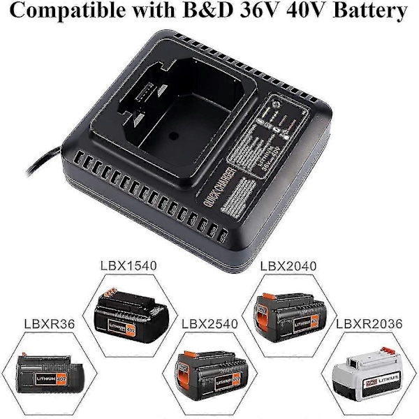Lcs36 Lcs40 Batterilader Kompatibel Sort Og Decke 36v 40v Max Lithium-Batteri Lbxr36 Lbx36 Lbxr203