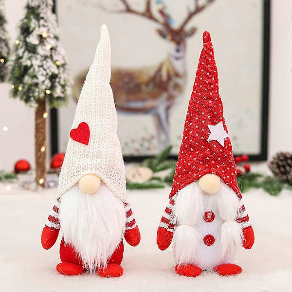 2 kpl Ystävänpäivä Tonttu Käsintehty Ruotsalainen Tonttu Skandinaavinen Tomte Pari Figuriini