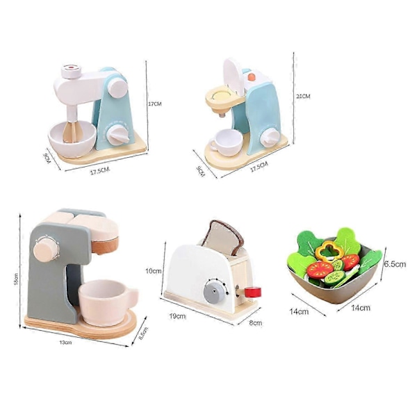 1 Sett Mini Kjøkken Lekesett Leke Simulert Blender Kaffetrakter Brødrister Småbarn Gutter Jenter