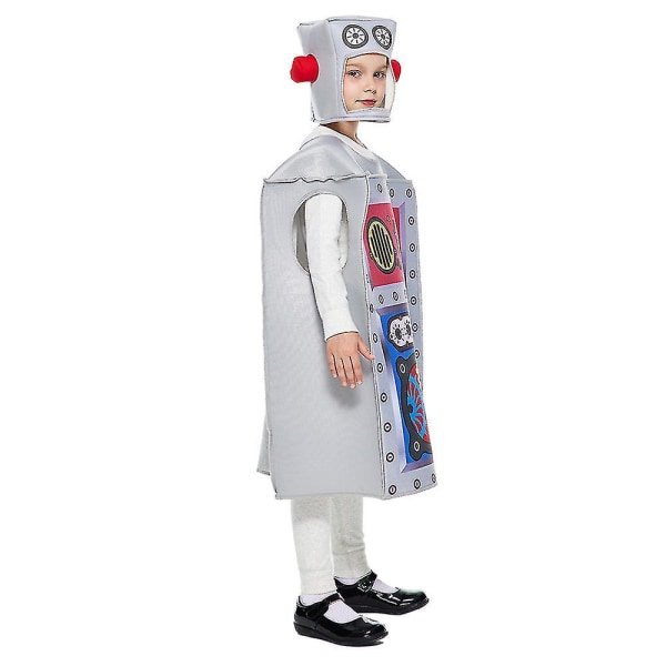 Unisex Barn Robot Kostym Cosplay För Pojkar Flickor Svampdräkt Tunika Hat Rolig För 110-150cm