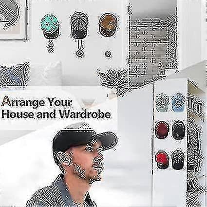 Selvklæbende Hattehylde Vægmontering Baseball Hat Krog Multipurpose Ha10pcsblack