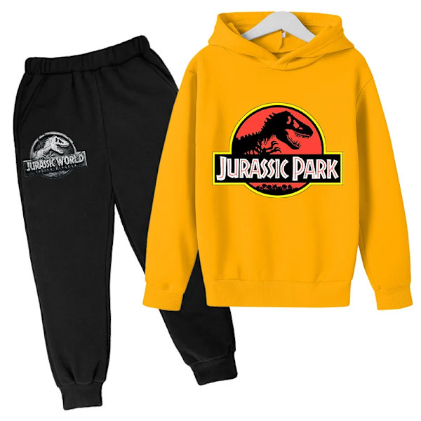Jurassic Park Dinosaurier Barnkläder Huvtröjor + Set Pojkar Flickor Semesterpresent Sweatshirt Vår Höst Kappa Sportdräkt Gray 160cm