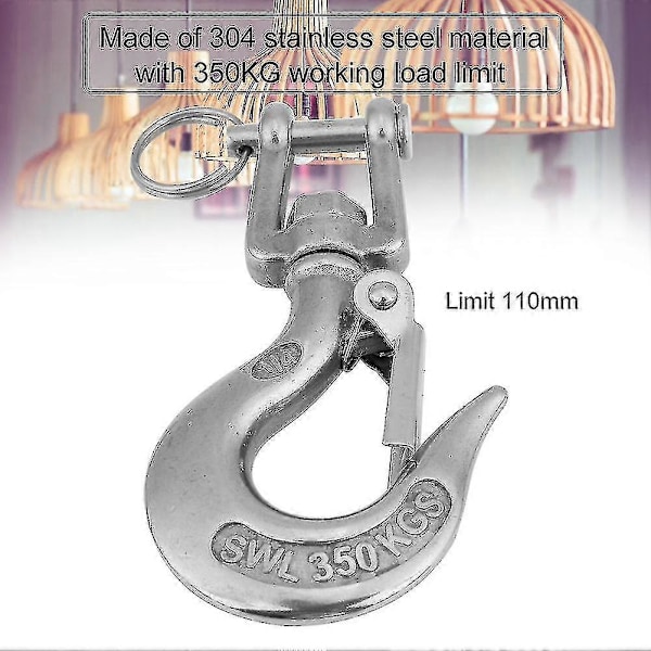 Svingbar øyekrok, Clevis løftekrok, Svingbar øyesnap, Rustfritt stål svingbar øyesnap, Rustfritt stål svingbar øyekrok 1 stk - sølv