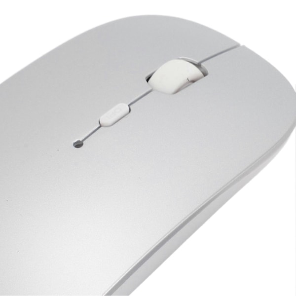 Trådlös Mus 2.4G Bluetooth Dubbellägesmus 3 DPI Justerbar Tyst Drift Ergonomisk Uppladdningsbar Mus för Dator Laptop Silver
