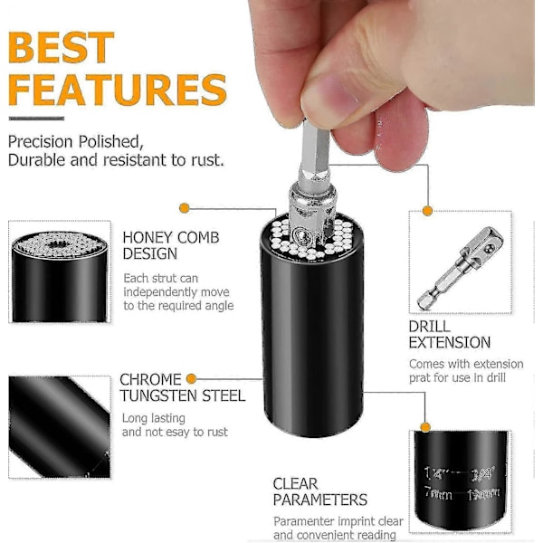 Universalt pipehode, (7mm-19mm) Multifunksjonelt pipehode Verktøy for pappa, Pipeadapter Drill Reparasjonsverktøy, Beste gaver til menn/h