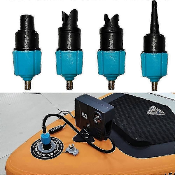 Uppblåsbar SUP-Pump Adaptor Kompressor Luftventil Konverterare Med 4 Luftventilmunstycken
