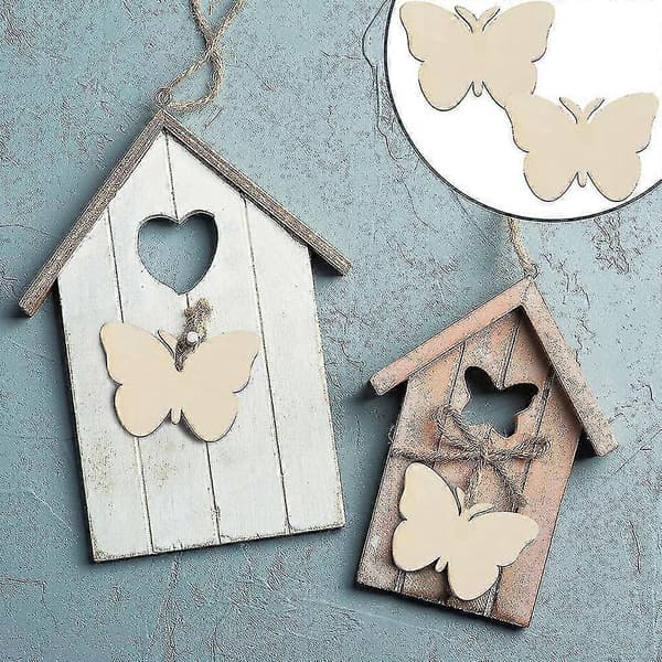 40 Stykker Træ DIY Pynt, Træ Sommerfugle Håndværk, Træ Sommerfugl