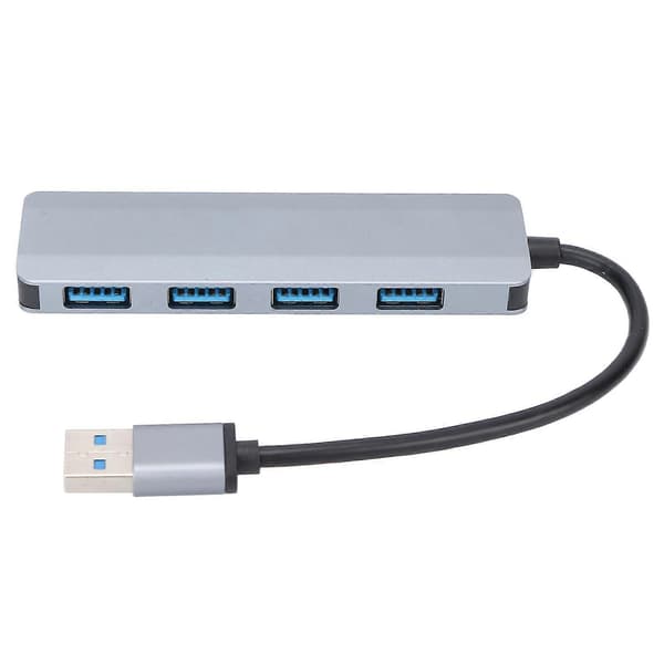 USB3.0 Hub 4 Porter Splitter Overstrømsbeskyttelse Bred Anvendelse USB3.0 Dokkingstasjon for Tastatur Stasjonær Datamaskin