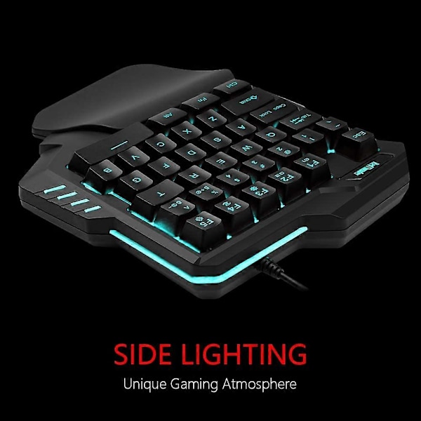 Enhånds Gaming Tastatur - RGB Baggrundsbelyst 35 Taster Bærbart Mini Gaming Keypad - Ergonomisk Spilcontroller Computer Desktop PC Mac Gamer