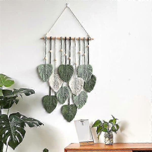 Blad Macrame Väggbonad Boho Rum Heminredning Vävd Estetisk Väggtapet Hem Rum Bröllop Deko