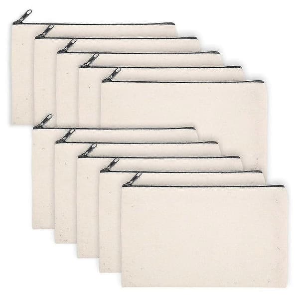 10-pack tomma DIY-väskor i canvas, pennfodral, tomma sminkväskor - Canvas-pennfodral, bulk-canvas-sminkväska, multi