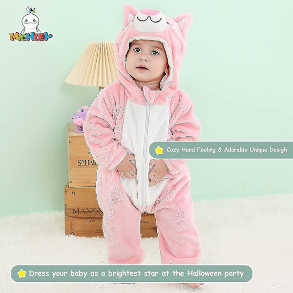Unisex baby Vinter Höst Flanell Huva Romper Cosplay Jumpsuit Hög kvalitet Cat 2 5 Months