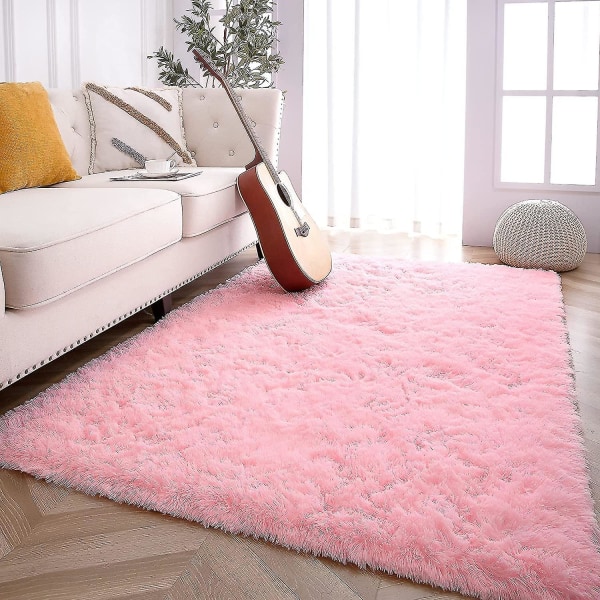 Tflycq Soft Fluffy Area Mattor Kompatibel med Sovrum Barnrum Plysch Shaggy Nursery Matta Furry Throw Mattor Kompatibel med Pojkar Flickor, College Sovsal Pink 3.3 *4 Feet