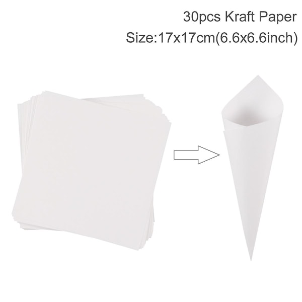 Bröllopskraftpappersbricka Konfettikon Stativ Boxbricka för bröllopsdekoration Blomkonfettikottar Rustik bröllopspappershållare 30pcs paper cone
