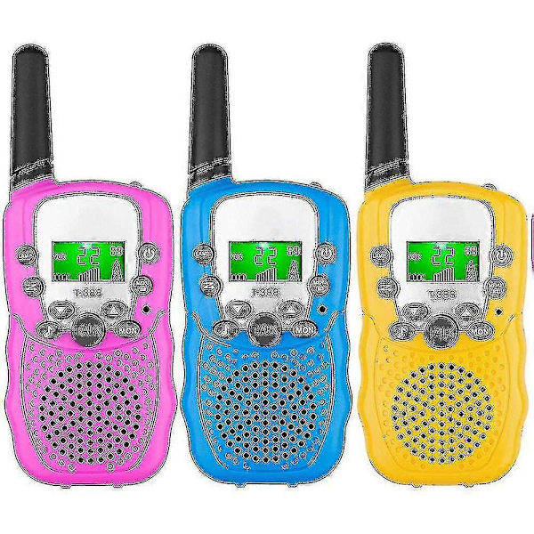Walkie Talkies til børn, 3 stk., 4,8 km rækkevidde med baggrundsbelyst LCD-lommelygte
