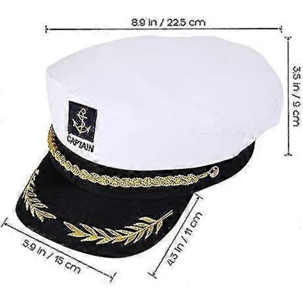 Vuxen Kapten Hatt Yachting Båt Sjöman Amiral Kostym Vit, One Size NEHXV