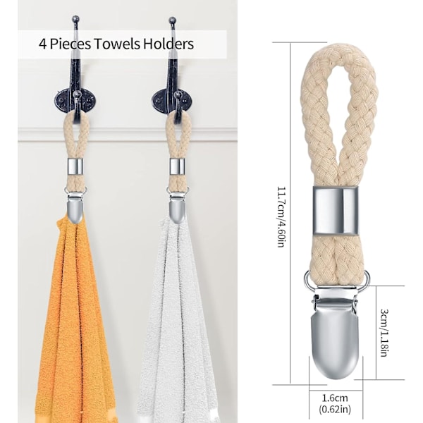 4-pack Beige Handduksklämmor Hängande Handduksklämmor Sömlös Handdukshängare Handduksklämmor Badrum Handduksklämmor Hängande Handduksklämmor