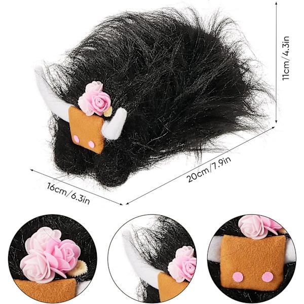 Handgjord Highland Cow Gnome, Farmhouse Nordic Dwarf Heminredning Black