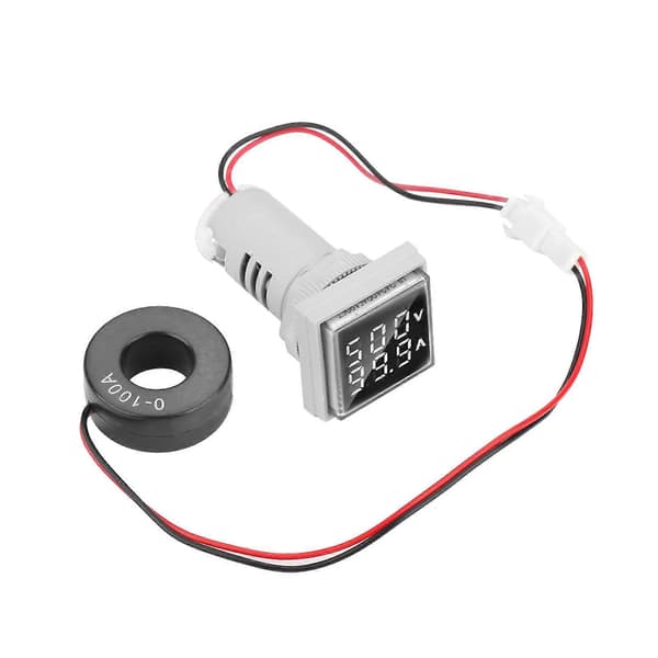 LED Digital Display AC Spänning Ström Mätare Indikator 22mm 0-100A Mätare Indikator (vit)