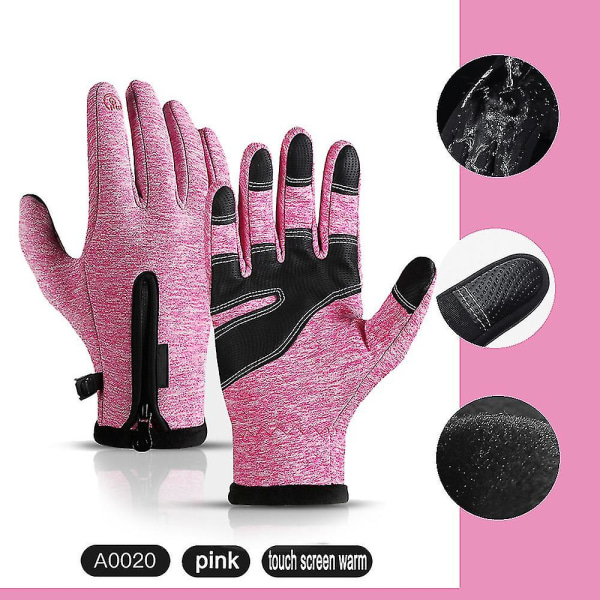 Vinterhandskar för män och kvinnor, Vattentäta varma handskar, Fingertop Sensitive S-xl Pink S