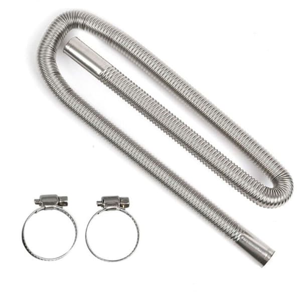 120 cm eksosrør for generator. Eksosrør i rustfritt stål. Tilleggsvarmer.