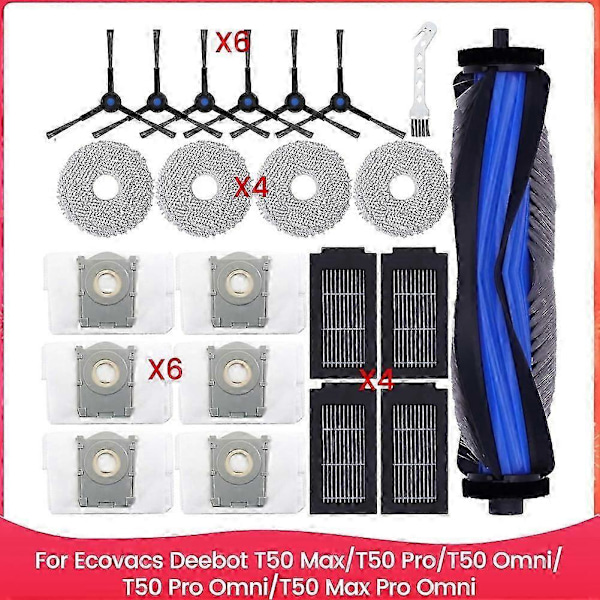 Tilbehørsdele kompatible med Ecovacs Deebot T50 Max/T50 Pro/T50 Omni/T50 Pro Omni/T50 Max Pro Omni Dele