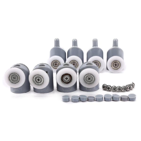 8x Rulle Dubbel Rulle Rouletthjul Duschdörr Badrum - Rulldiameter 25mm