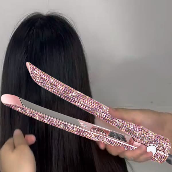 Profesjonell rettetang og krølltang, DORISILK Titanium Flat Iron, Diamond Flat Iron, 2-i-1 krølltang