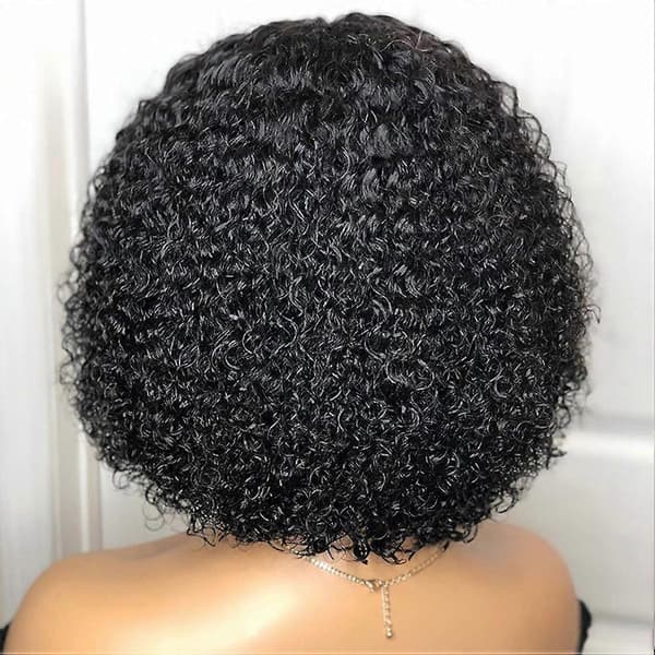 Lace Front Människohår Peruk Mittbena Lockig Spetsförslutning Peruk Korta Peruker