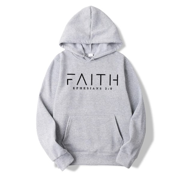 Faith Hoodie Ephesians Hooded Bible Vers Sweatshirt Kristna Kläder Kristna Dam Pullover Unisex Trendig Hoodie Gray L