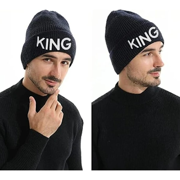 Julegaver til par Konge Dronning Vinter strikkede hatte til ham og hende
