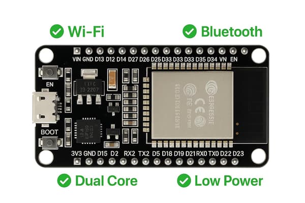 ESP-32 Utvecklingskortmodul: WIFI + Bluetooth 2-i-1, Dubbelkärnig CPU, Låg Strömförbrukning, 30-stift