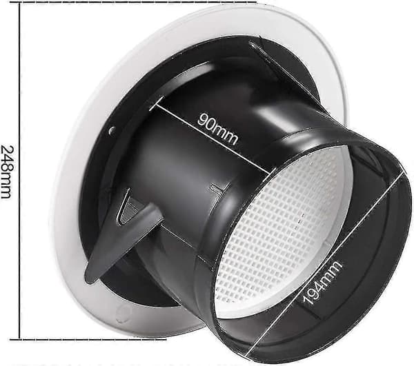 200mm Ventilationsgaller med Skyddsgaller - ABS (200mm)