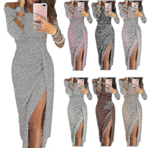 Dame Off Shoulder Kjole, Slids Lang Formel Kjole