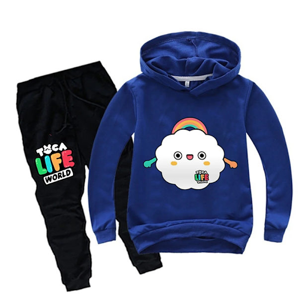 Toca Life World Hoodie Byxor 2st Set Barn Tecknad Toca Boca Life World Print Sportdräkt Baby Pojkar Kläder Toddler Outfits Auburn 110(4-5T)