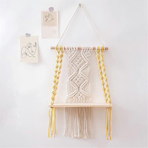 Makrame Vegghylle Boho for Soverom - Vevd Tau