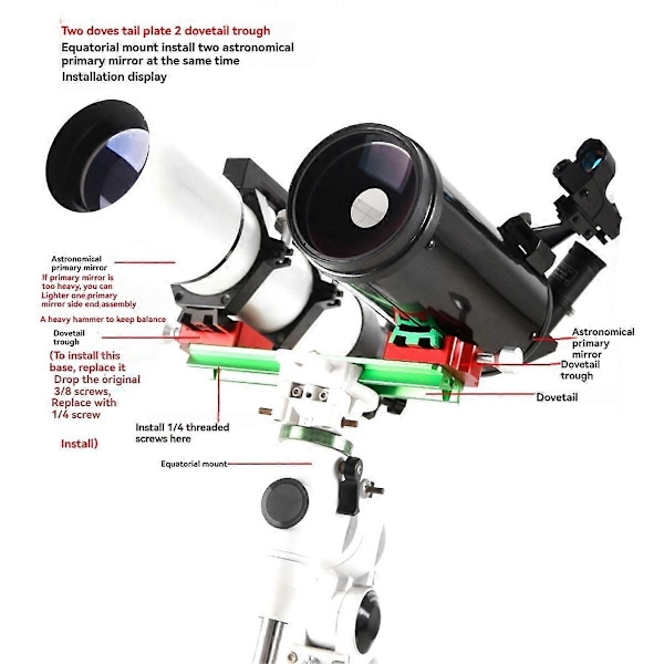 Plade 250mm Ækvatorialt Teleskop Svalehalefatning Én Adapter To Korte Plader Astronomisk Teleskop A