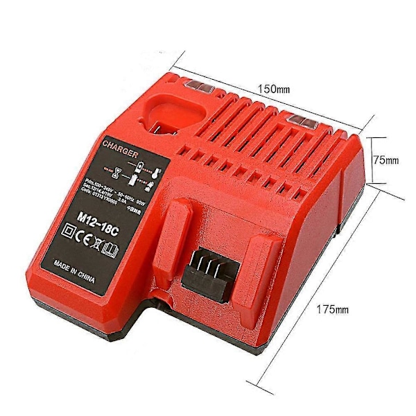 M12-18C Li-ion Batterilader for Milwaukee 12 V 14.4V 18V C1418C 48-11-1815/1828/1840 M18 M14 M12