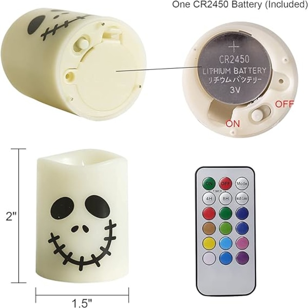 Halloween flamlösa votive ljus Färgskiftande, batteridrivna LED små ljus för halloween heminredningspresenter (paket med 6, 1,5" x 2")