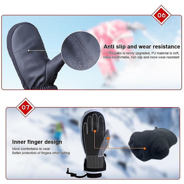 Snowboard Handskar Vantar Varm Touch Screen Vattentäta Skidhandskar Black