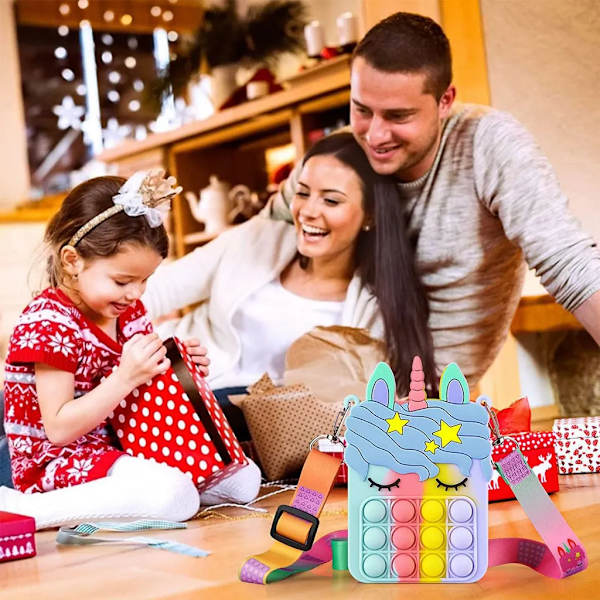 Populär axelväska för tjejer Fingertopsleksak Unicorn Bag Toy blue