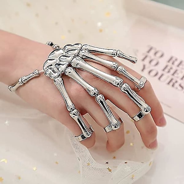 Snabb frakt Skelett Handarmband Legering Ghost Claw Armring Överdriven Gotisk Fingerring Cosplay Kostym För Män Kvinnor Silver