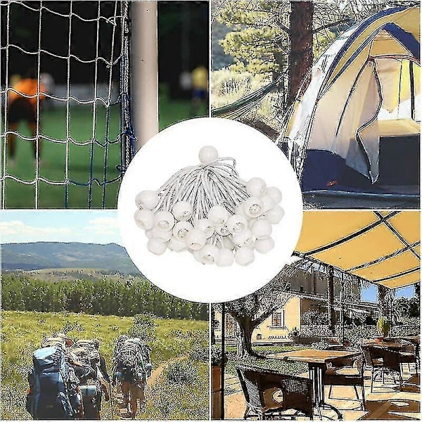 50 stk. elastiske kugle-bungee snore, presenningsstrammer til pavillon, camping