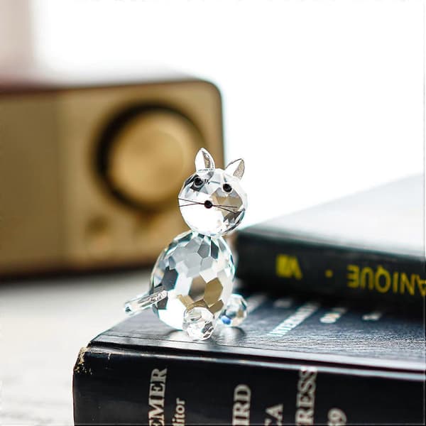SBSG Krystal Samlerobjekt Stående Kat Figur Miniature Glas Jule Samlerobjekt
