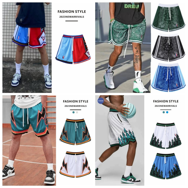 2023 Summer Mesh andningsbara basketshorts Sportshorts green S